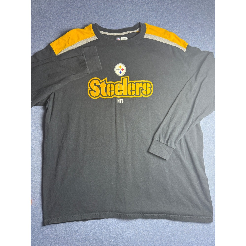 NFL Team Apparel Pittsburgh Steelers Long Sleeve Shirt Black Gold Mens XL